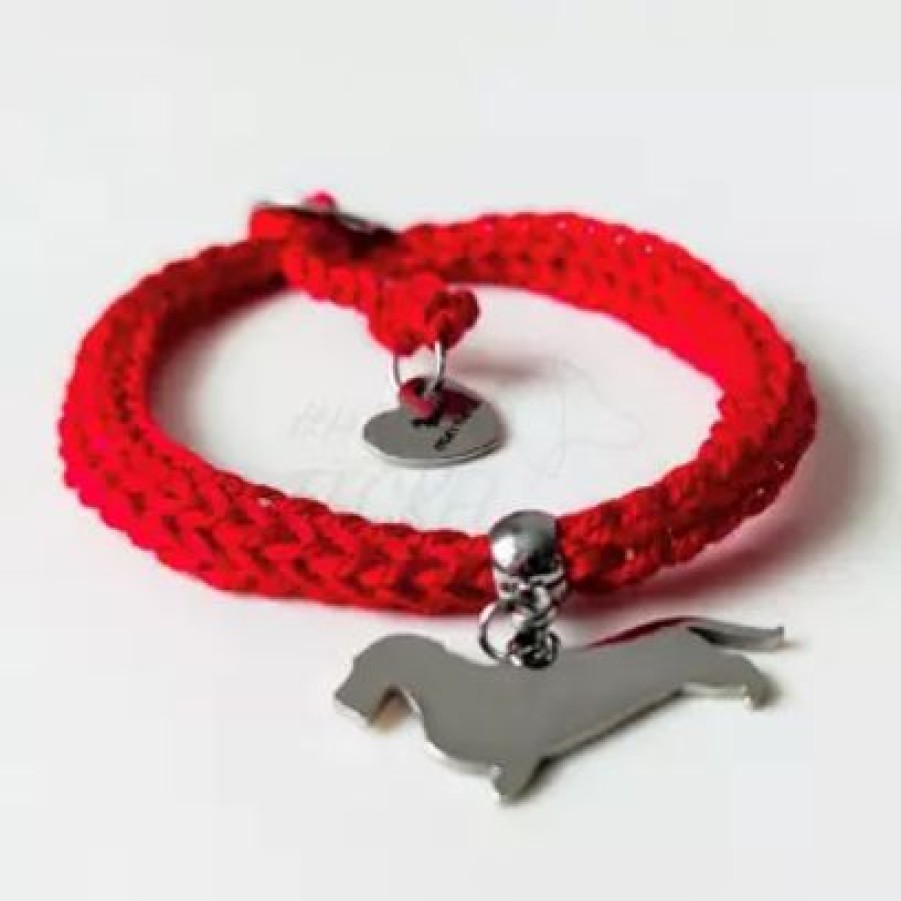 Hash Teckel Gebreide Teckel Armband | Rood | Otta'S Friends