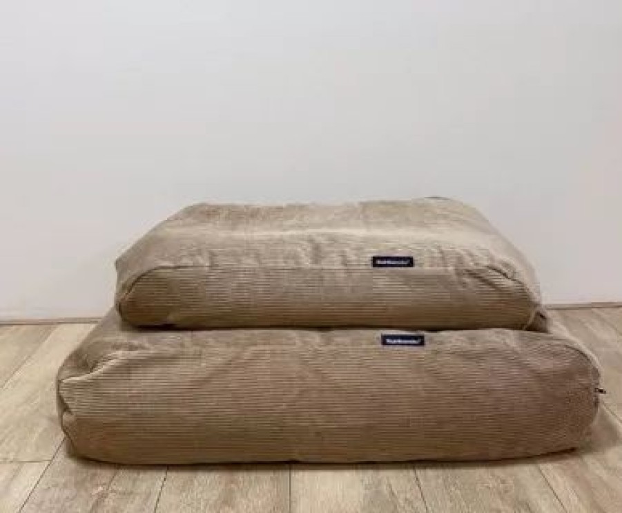 Hash Teckel Lichaamsvormend Hondenbed | Ribcord | Beige